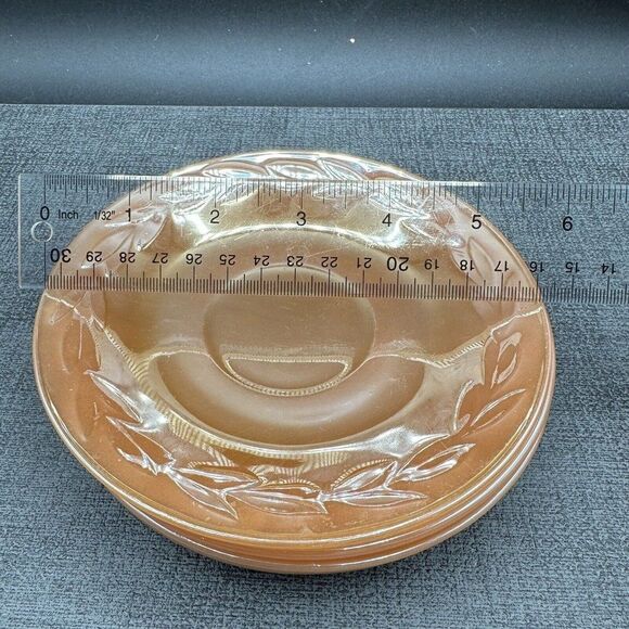 Fire King Peach Lustre Laurel Lot 4 Saucer Plates Anchor Hocking USA Vtg 1950s - Picture 12 of 12